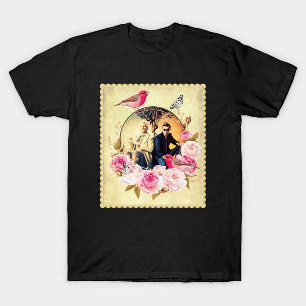 Angel and Demon Romantic Valentine with Birds and Butterflies T-Shirt by OrionLodubyal